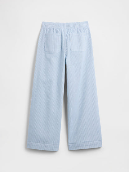 Açık Mavi Stripe Pull-on Wide-leg Pantolon