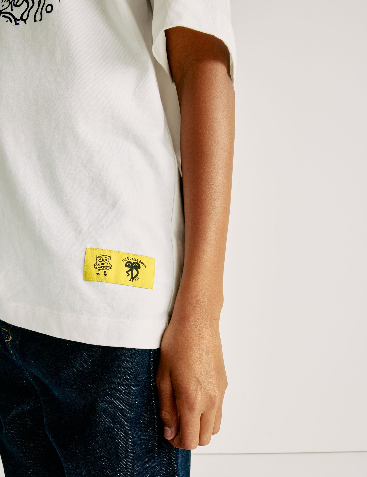Saf Pamuk Spongebob X Doodle boy T-shirt (2-16 Yaş)
