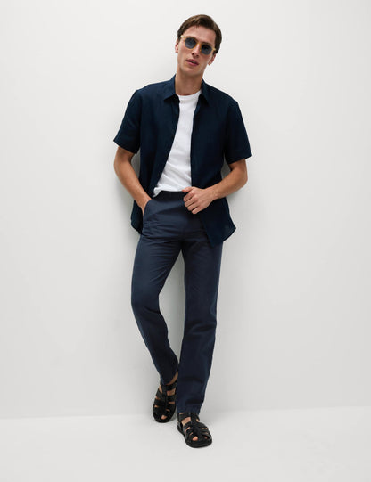 Regular Fit Keten Karışımlı Chino
