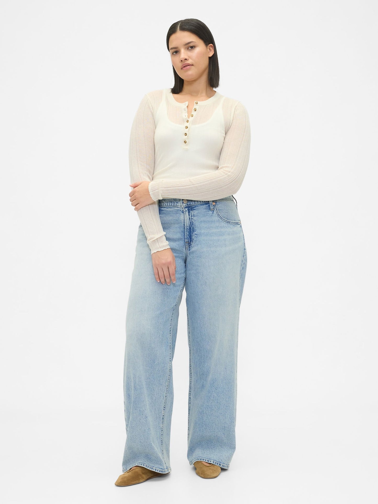 Açık Mavi Low Rise '90s Jean Pantolon