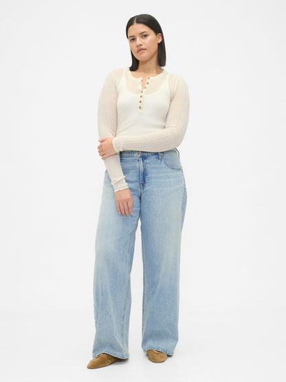 Açık Mavi Low Rise '90s Jean Pantolon