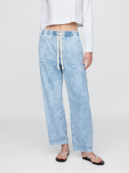 Açık Mavi High Rise Easy Barrel Jean Pantolon