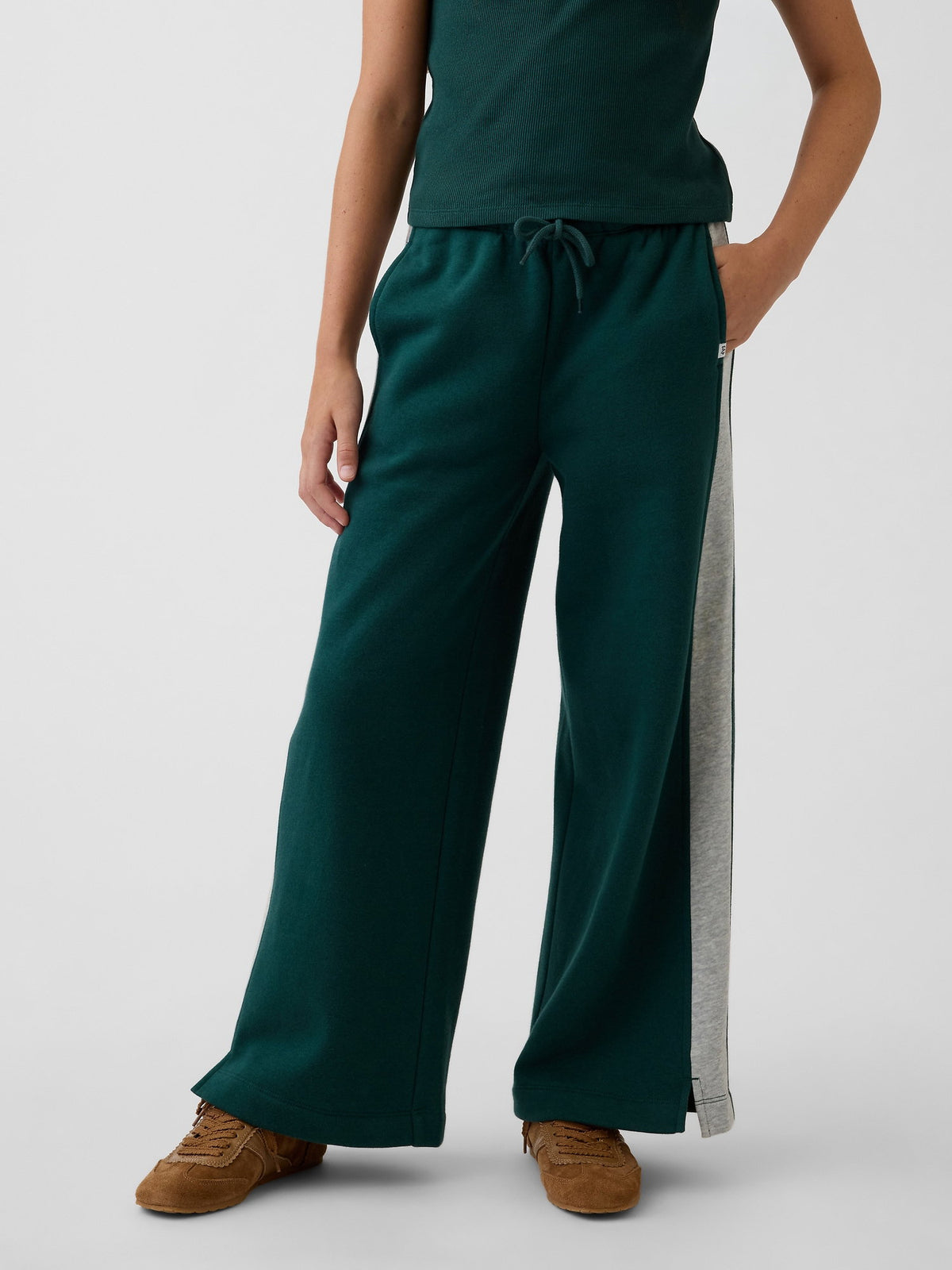 Koyu Yeşil Vintagesoft Baggy Varsity Pantolon