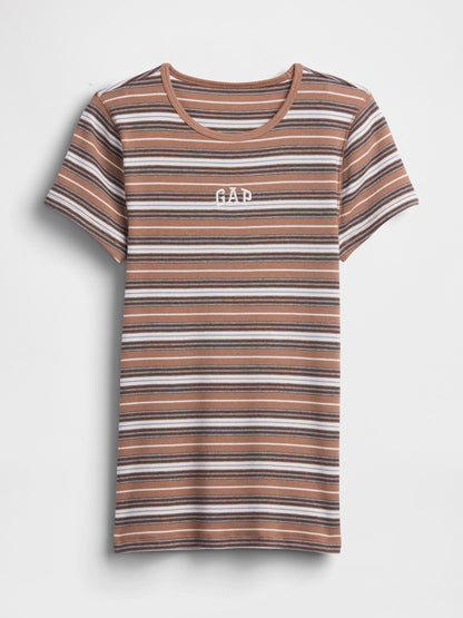 Kahverengi Modern Fitilli Gap Logo T-shirt