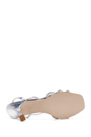 Kadın Gümüş Bilekten Tokalı Taşlı Ince Topuklu Sandalet