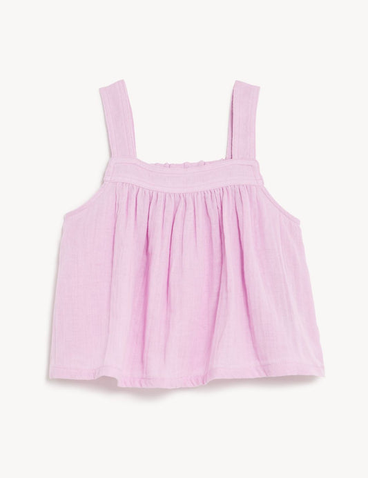 Saf Pamuklu Regular Fit Müslin Bluz (6-16 Yaş)