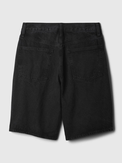 Siyah 11.5 Mid Rise Longline Denim Şort