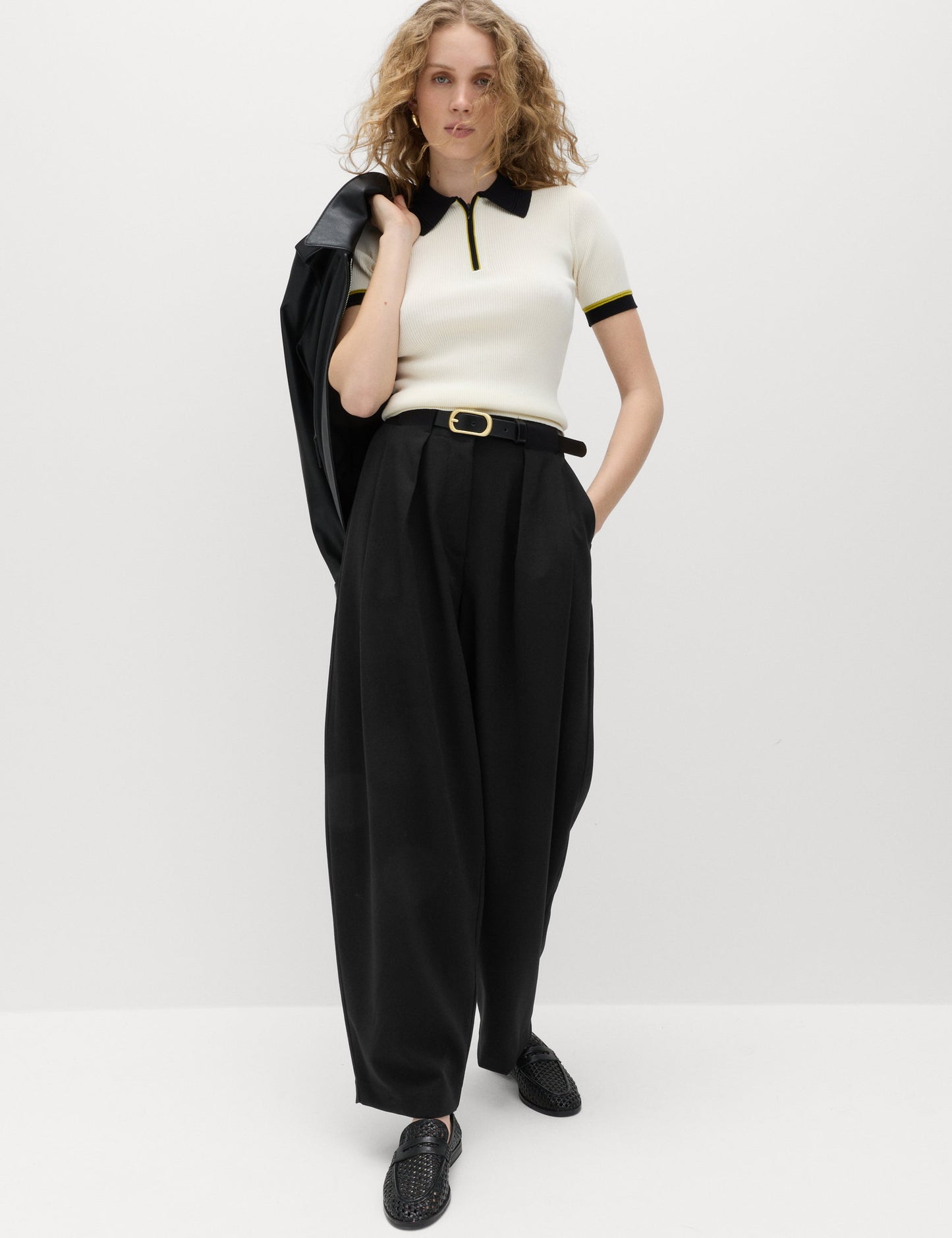 Pile Detaylı Tapered Fit Kadın Pantolon