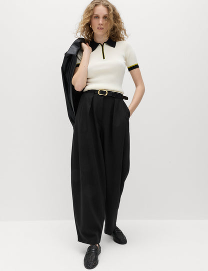 Pile Detaylı Tapered Fit Kadın Pantolon