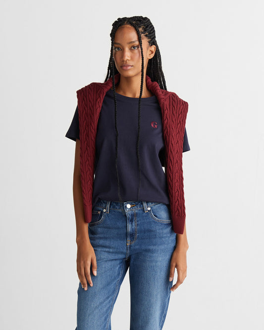 Gant Kadın Lacivert Regular Fit Bisiklet Yaka T-shirt