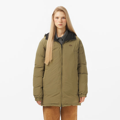 Lacoste Kadın Kapüşonlu Çift Taraflı Siyah Mont