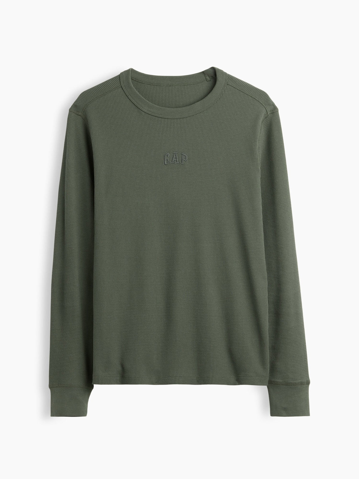 Haki Waffle-knit Bisiklet Yaka T-shirt
