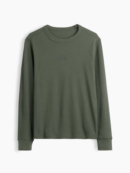 Haki Waffle-knit Bisiklet Yaka T-shirt