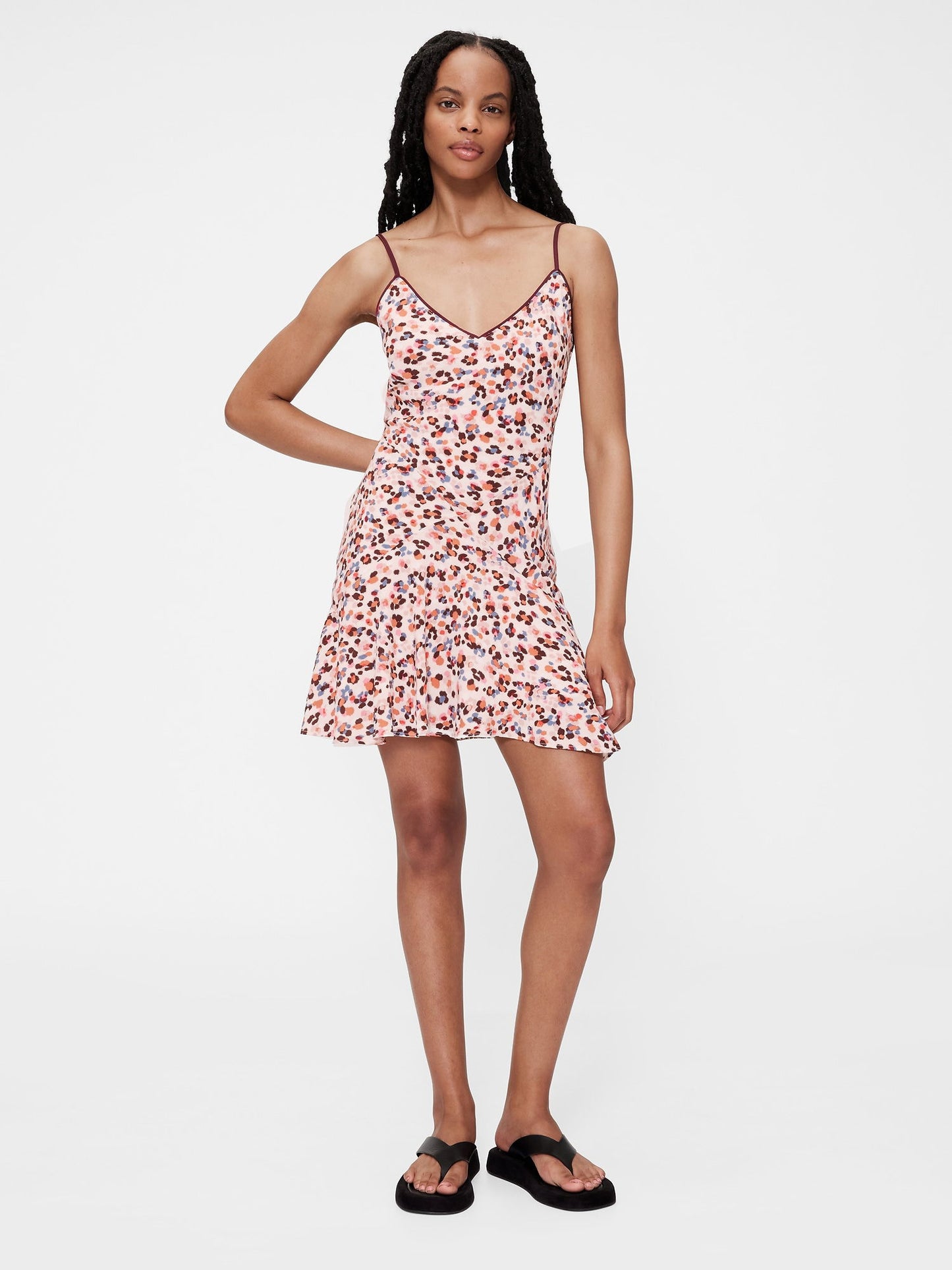 Çiçek Desenli Gapstudio Krepe Slip Mini Elbise