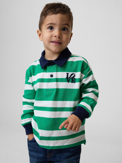 Yeşil Robert Indiana Love Rugby Polo T-shirt