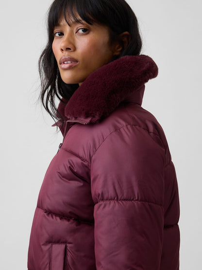 Kahverengi Relaxed Quilted Puffer Şişme Ceket