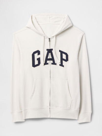 Beyaz Gap Logo Fermuarlı Fransız Havlu Kumaş Sweatshirt