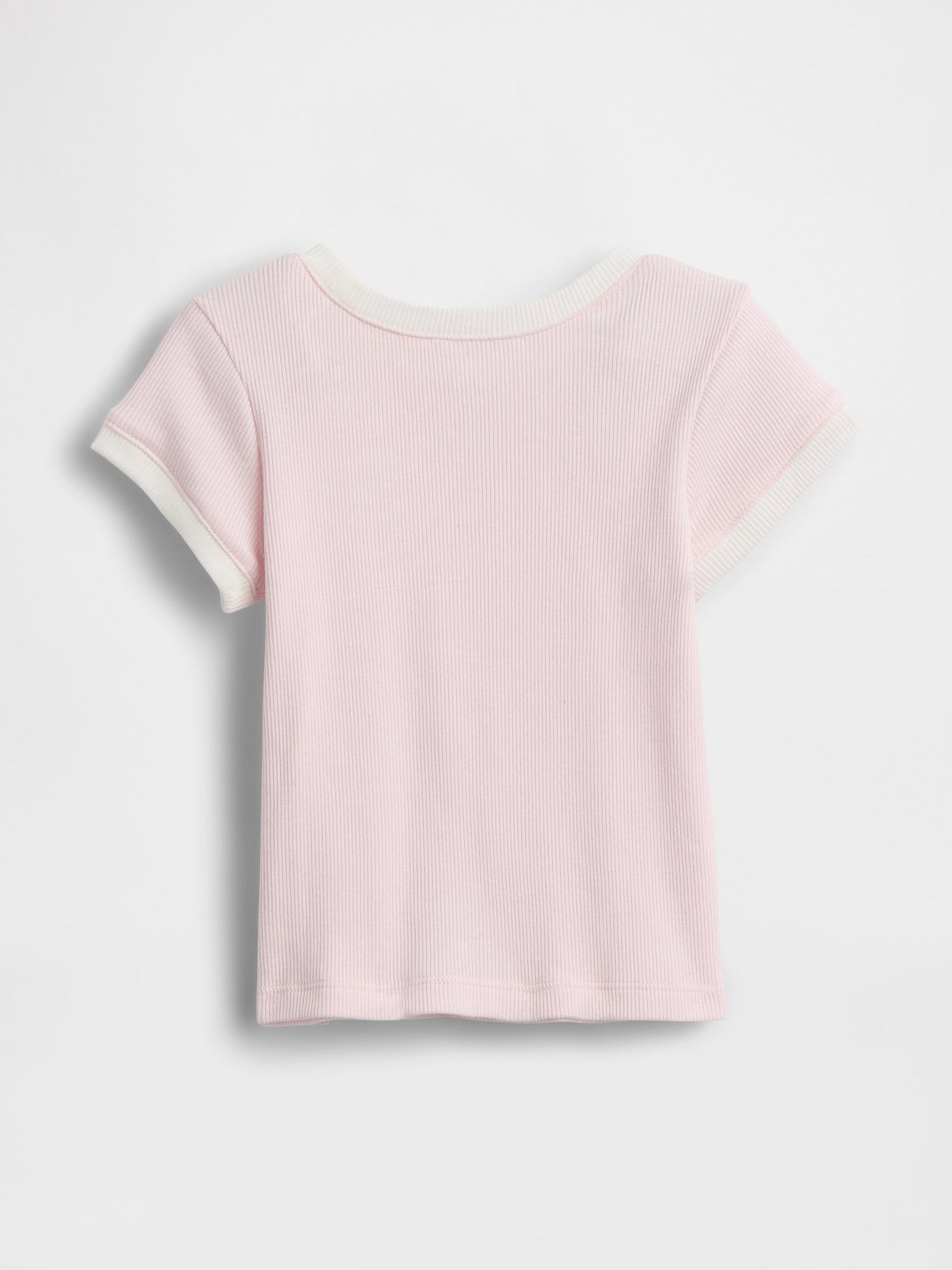 Açık Pembe Logo Fitilli Ringer T-shirt