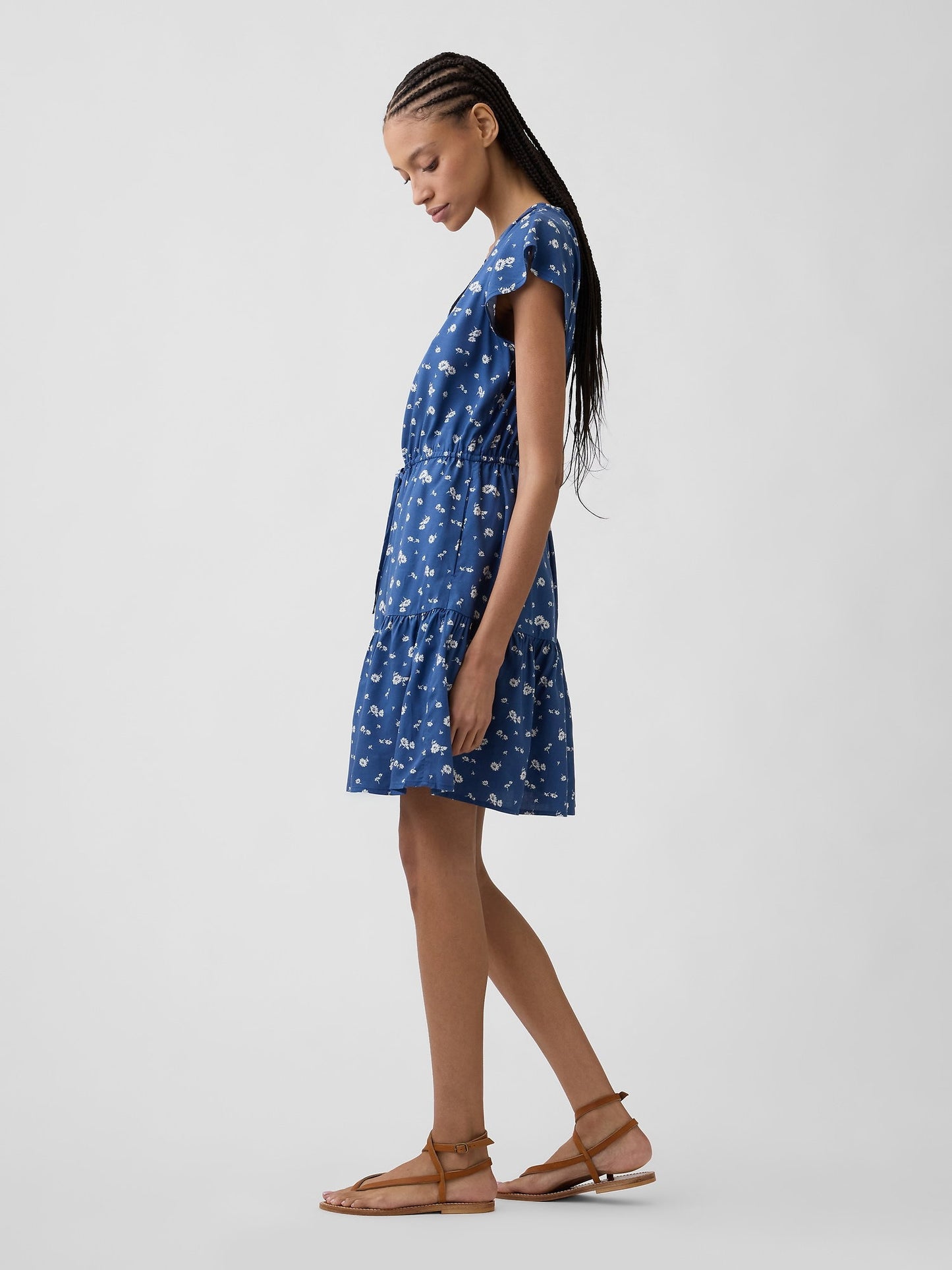 Mavi Tiered Flutter Sleeve Mini Elbise