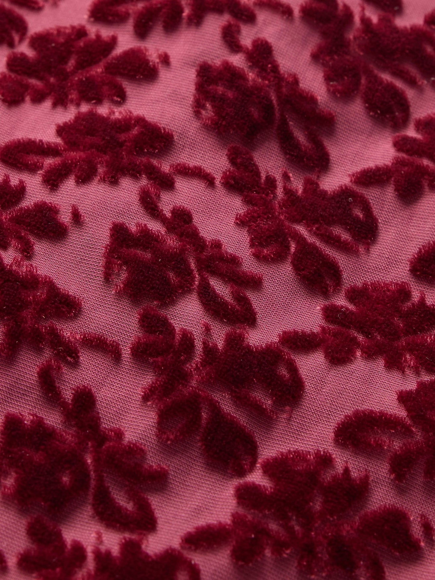 Bordo Kadife Işlemeli Crop Bluz