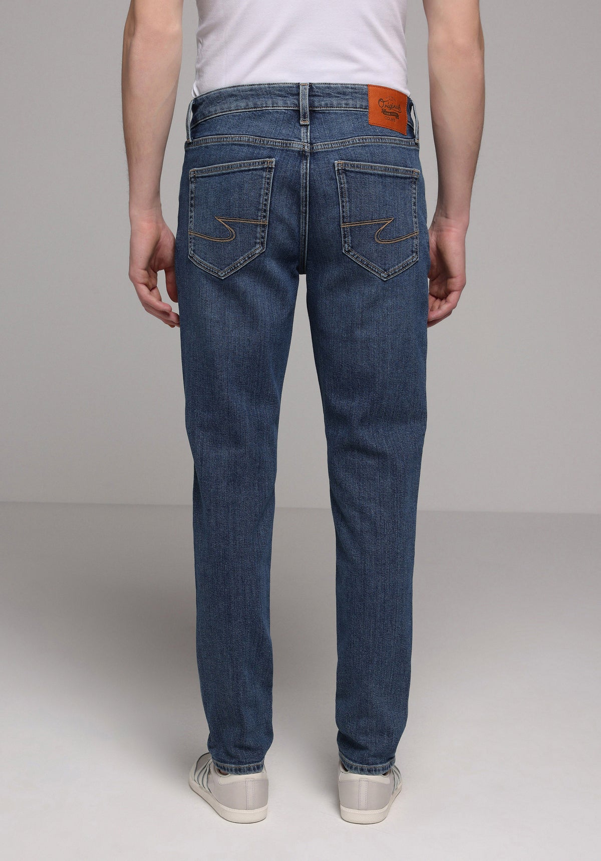 Slim Fit Erkek Mid Indigo Denim Jean Pantolon