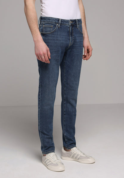Slim Fit Erkek Mid Indigo Denim Jean Pantolon