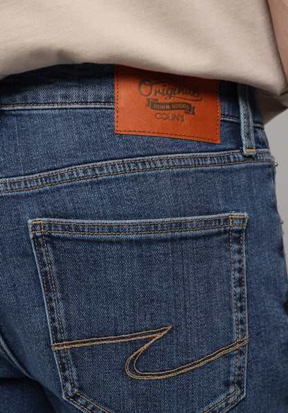Slim Fit Erkek Mid Indigo Denim Jean Pantolon