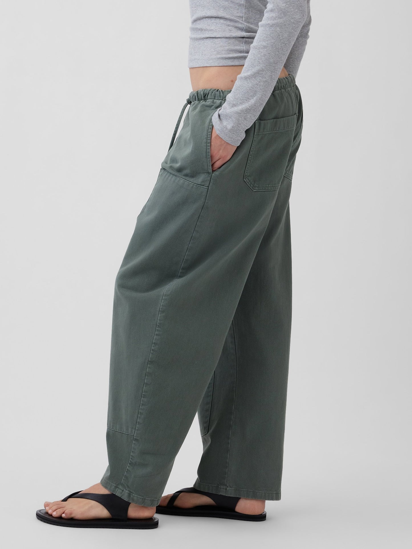 Haki Easy Double-knee Barrel Pantolon
