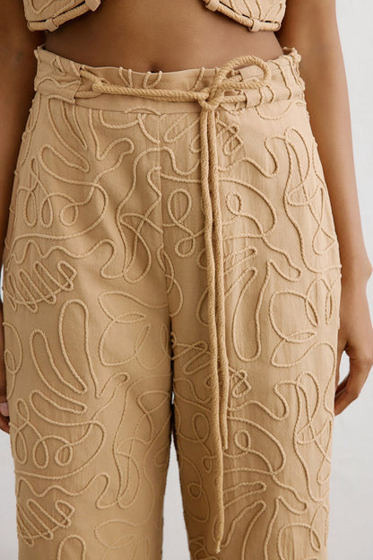 Yandan Fermuarlı Bol Paça Camel Pantolon