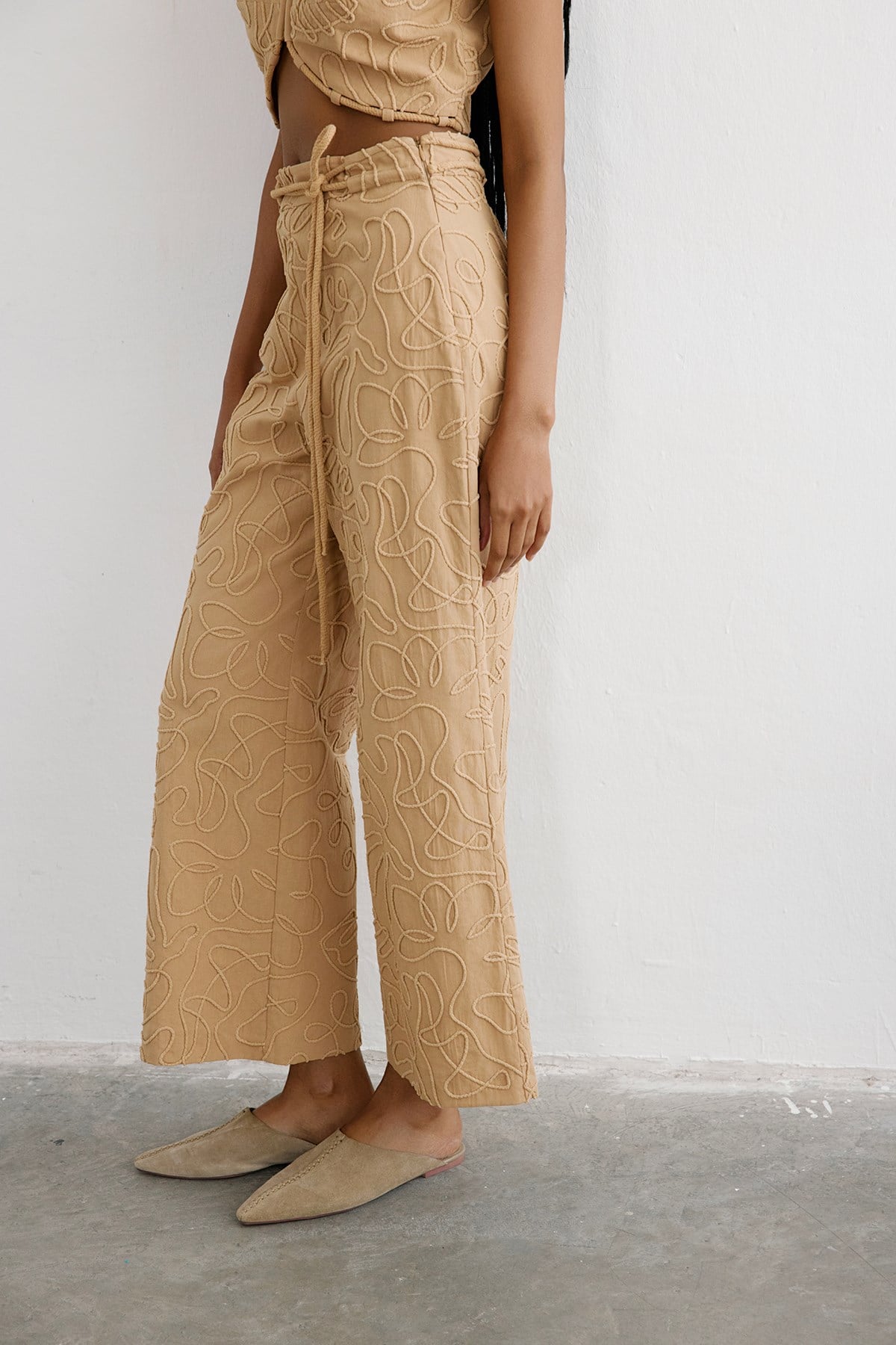 Yandan Fermuarlı Bol Paça Camel Pantolon