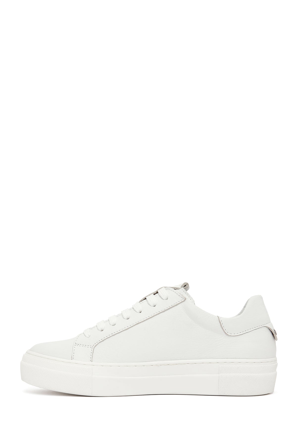Kadın Beyaz Bağcıklı Deri Sneaker