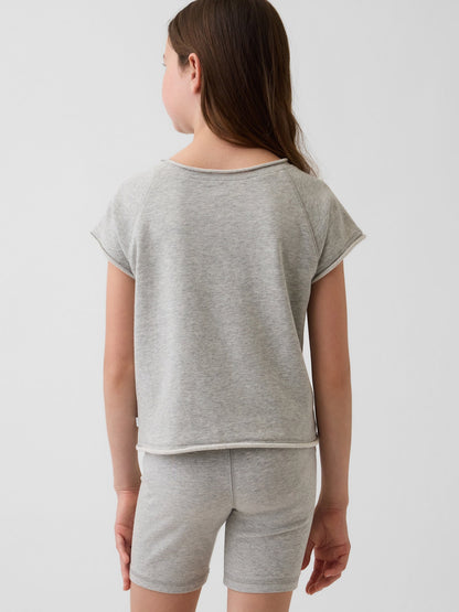 Gri Vintagesoft Terry Raglan Grafik Baskılı Sweatshirt