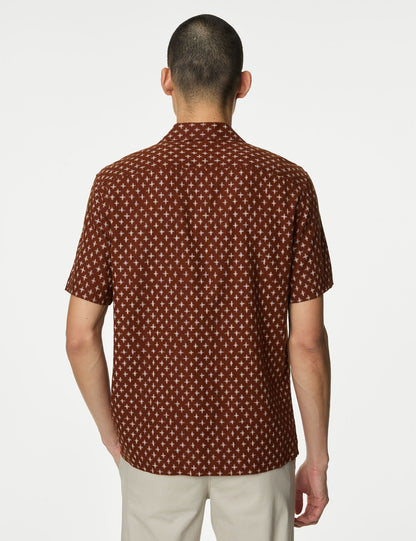 Regular Fit Kısa Kollu Keten Gömlek