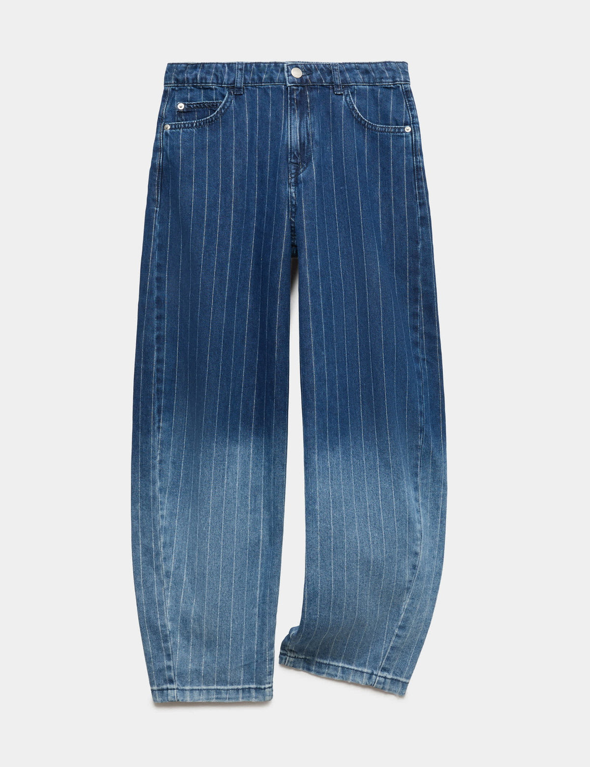 Barrel Fit Çizgili Ombre Baggy Jean Pantolon (6-16 Yaş)