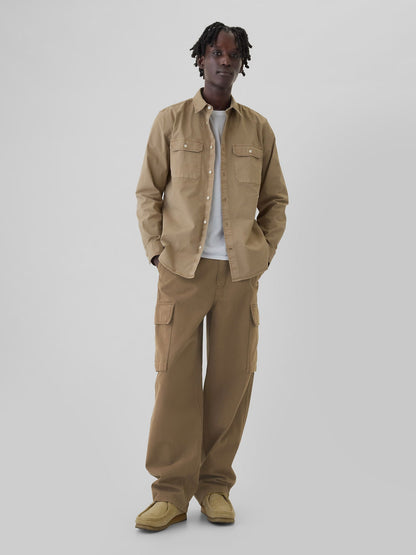 Kahverengi Baggy Kargo Jean Pantolon