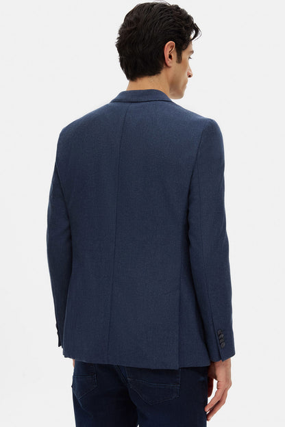 Tween Slim Fit Indigo Diyogonal Kumaş Ceket