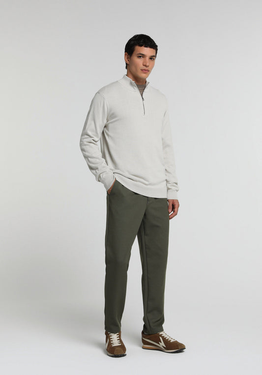 Regular Fit Orta Bel Düz Paça Erkek Yeşil Pantolon
