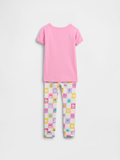 Pembe Organik Brushed Pamuk Gabby's Dollhouse Pijama Takımı