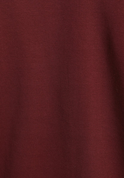 Regular Fit Yuvarlak Yaka Düz Kadın Bordo Kısa Kol Tişört