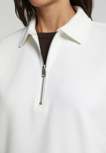Regular Fit Polo Yaka Düz Kadın Beyaz Kısa Kol Tişört