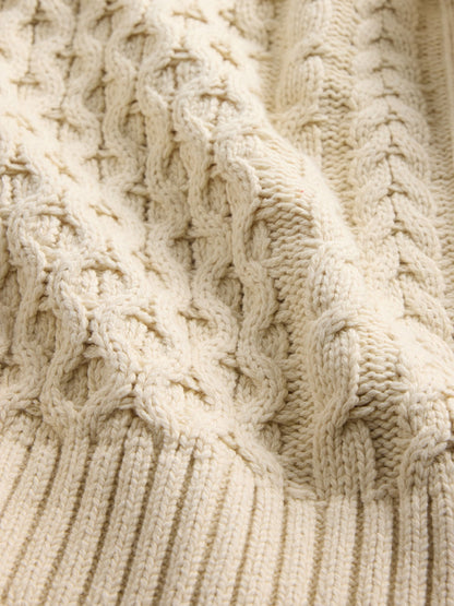 Bej Relaxed Cable-knit Kazak