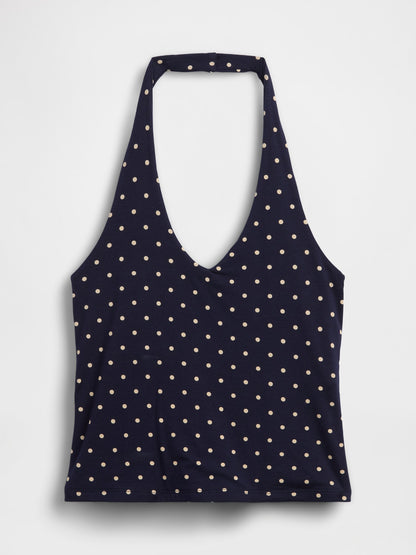 Lacivert Closeknit Halter Crop Bluz