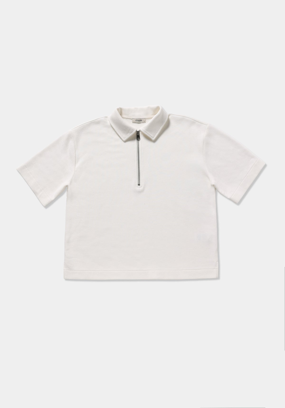 Regular Fit Polo Yaka Düz Kadın Beyaz Kısa Kol Tişört