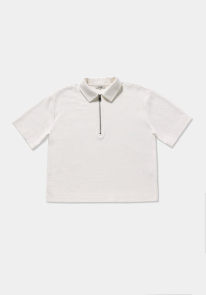 Regular Fit Polo Yaka Düz Kadın Beyaz Kısa Kol Tişört