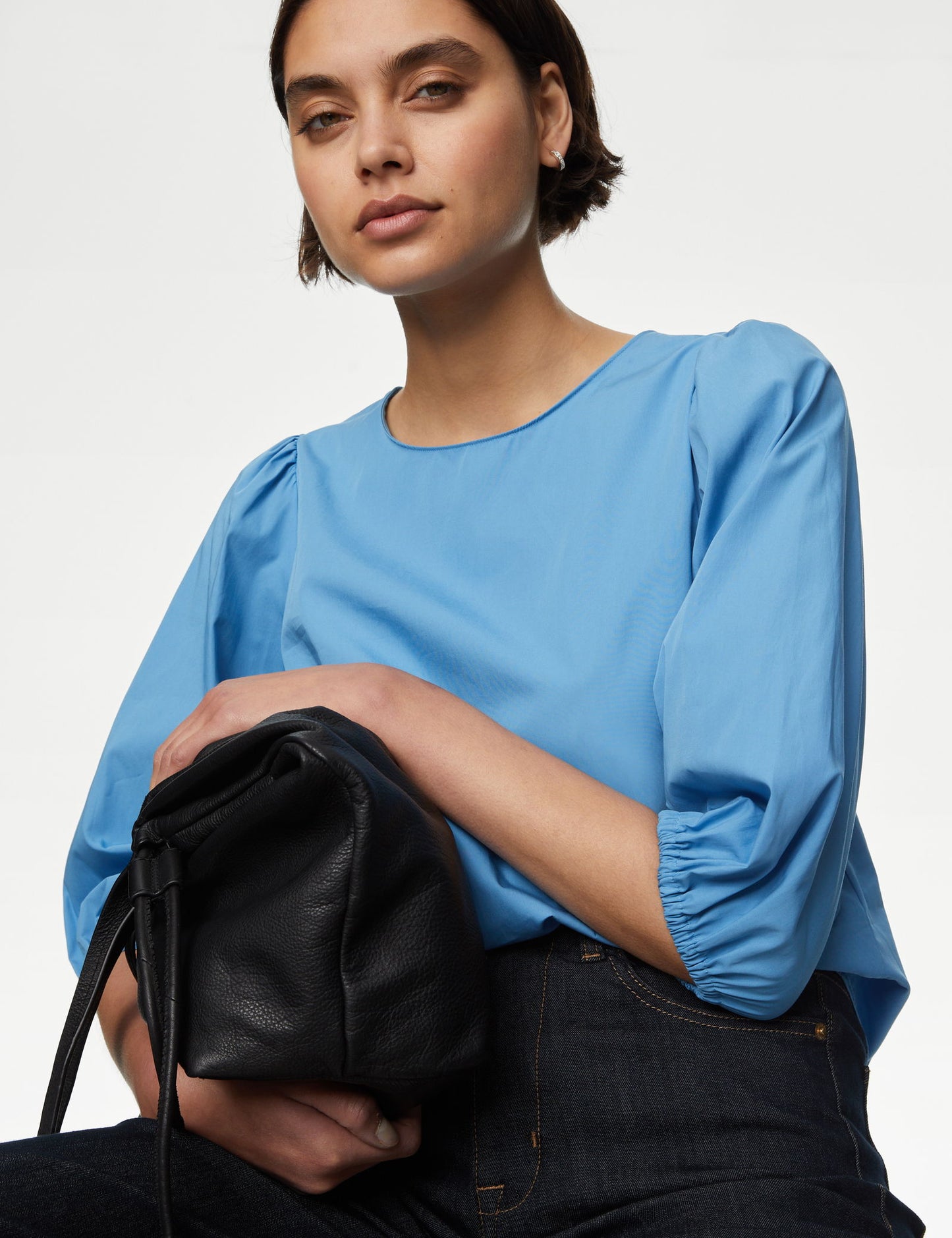 Saf Pamuklu Regular Fit Popover Bluz