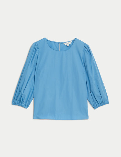 Saf Pamuklu Regular Fit Popover Bluz