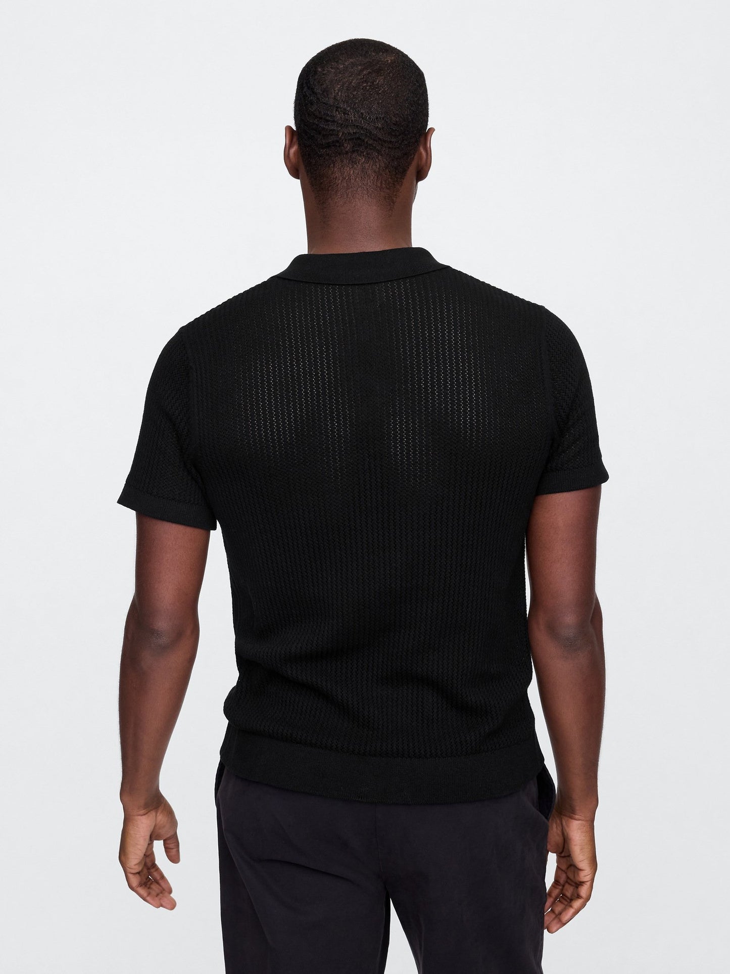 Siyah Polo Yaka Kroşe T-shirt