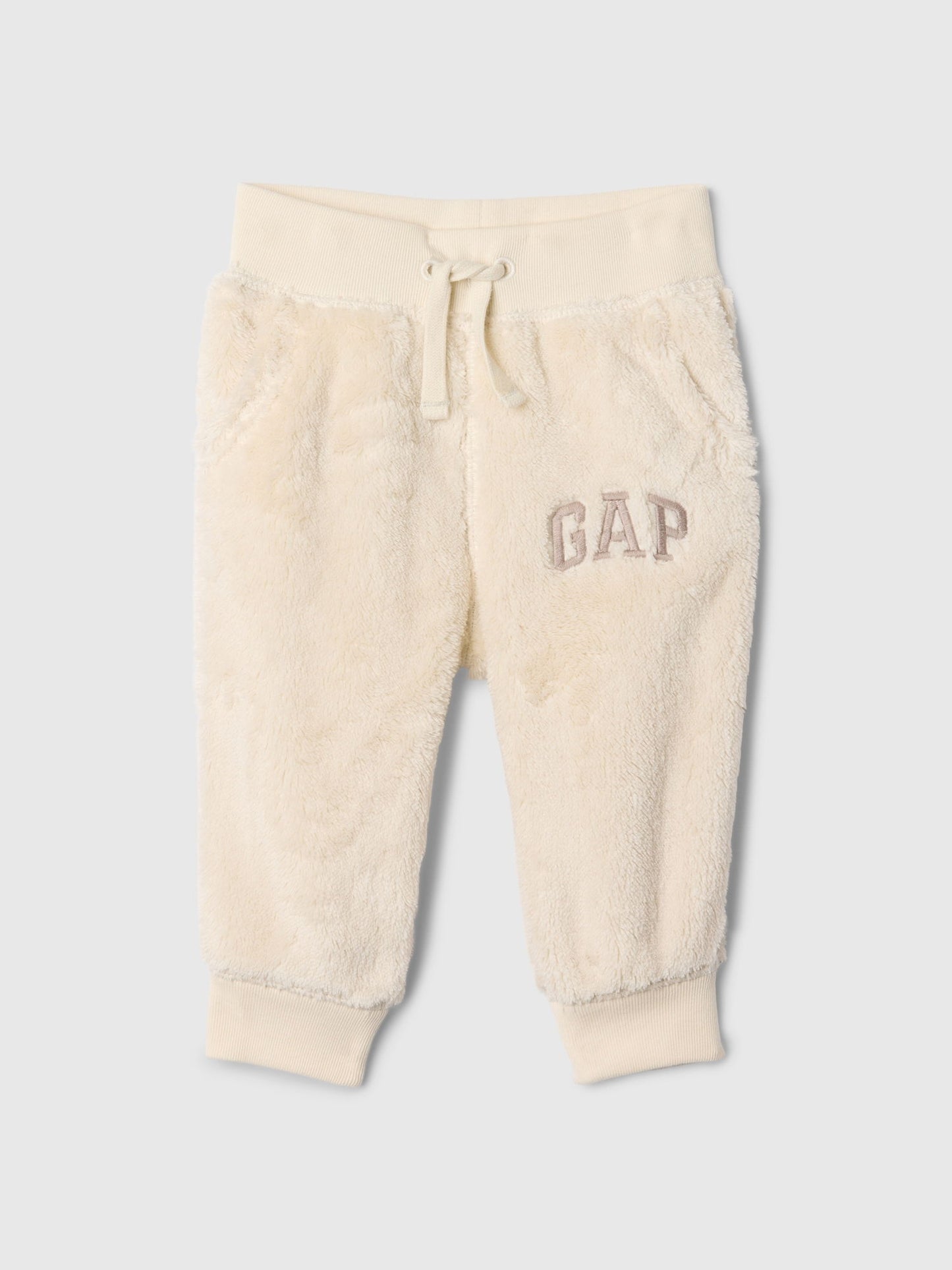 Kırık Beyaz Gap Logo Suni Vegan Kürk Jogger Eşofman Altı
