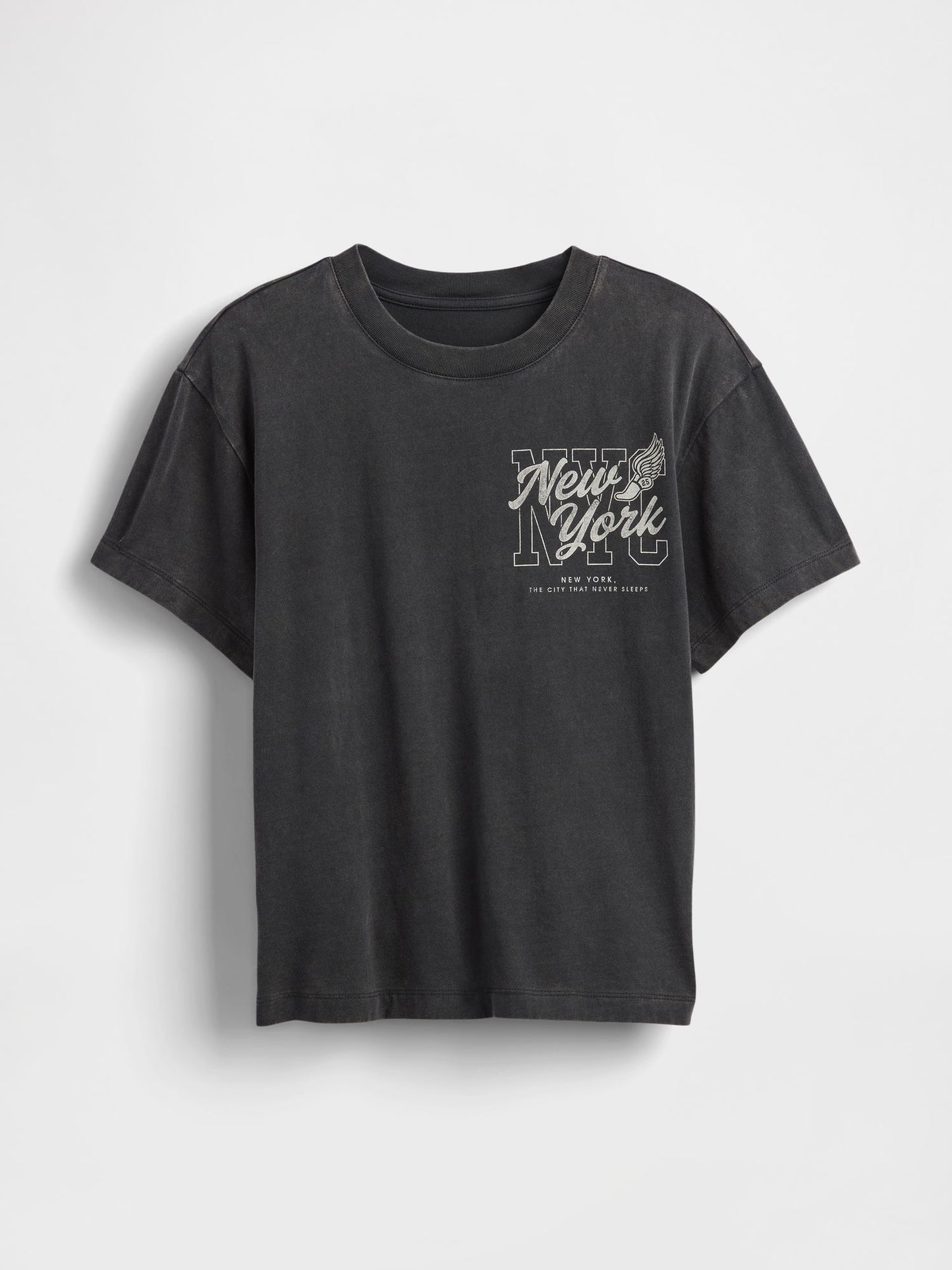 Koyu Gri Relaxed Nyc Grafik T-shirt