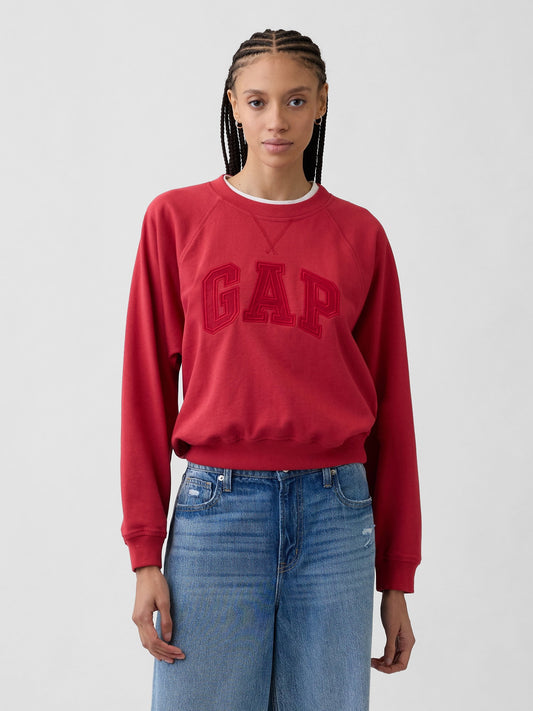 Kırmızı Fransız Havlu Kumaş Raglan Logo Sweatshirt